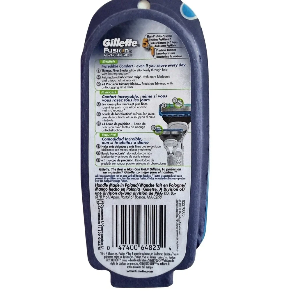 Gillette Fusion ProGlide Razor  [SILVERTOUCH] + 5 Blade CARTRIDGE NEW Sealed